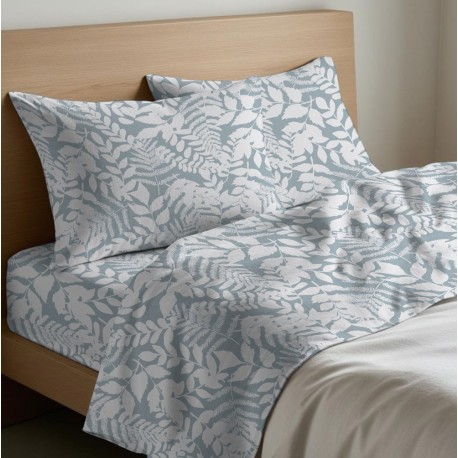 COMPLETO LENZUOLA COTONE NATURA QUADRIFOGLIO AZZURRO