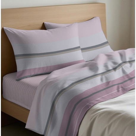 COMPLETO LENZUOLA COTONE SCIA QUADRIFOGLIO ROSA