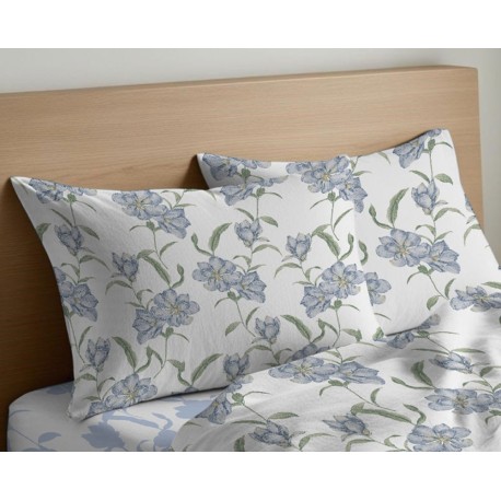 COPPIA FEDERE CUSCINO COTONE MAGNOLIA QUADRIFOGLIO