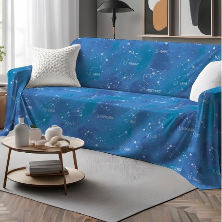 COPRITUTTO TELO ARREDO COTONE ZODIACO QUADRIFOGLIO