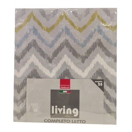 COMPLETO LENZUOLA COTONE ZIGZAG LIVING IMBERTI GRIGIO