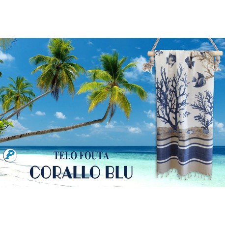TELO MARE PAREO FOUTA 100X200CM CORALLO BLU PEZZOLI