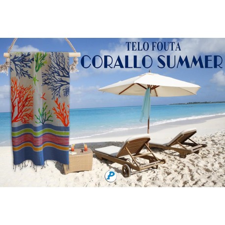 TELO MARE PAREO FOUTA 100X200CM CORALLO SUMMER PEZZOLI
