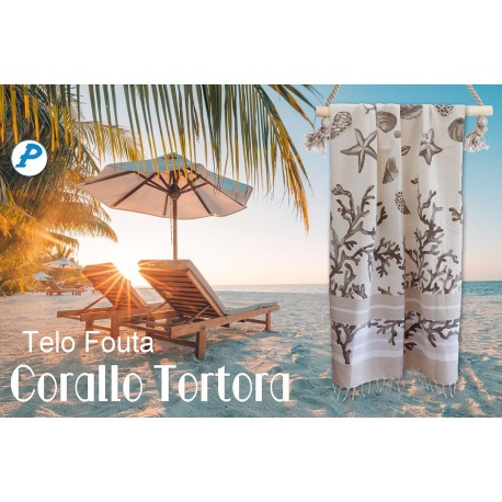 TELO MARE PAREO FOUTA 100X200CM CORALLO TORTORA PEZZOLI
