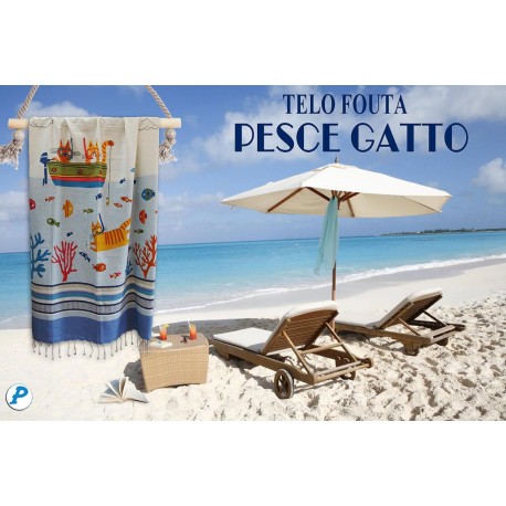 TELO MARE PAREO FOUTA 100X200CM PESCE GATTO PEZZOLI