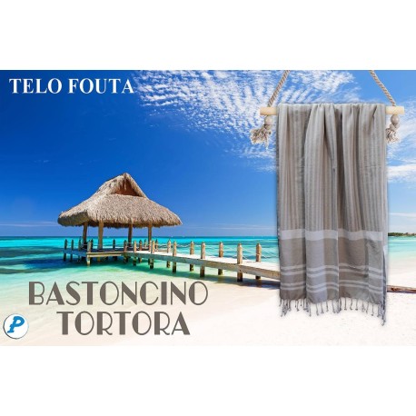 TELO MARE PAREO FOUTA 100X200CM BASTONCINO TORTORA PEZZOLI