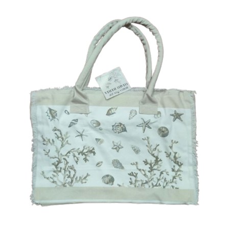BORSA DA MARE COTONE CON ZIP CORALLO TORTORA PEZZOLI