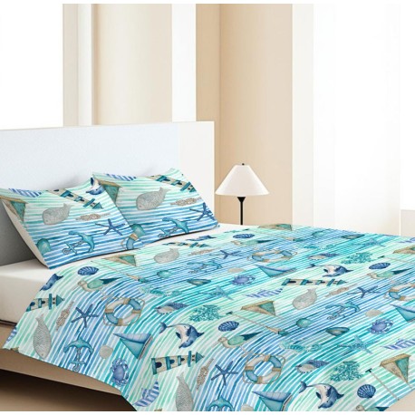 COPRILETTO COTONE PIQUET MARE QUADRIFOGLIO