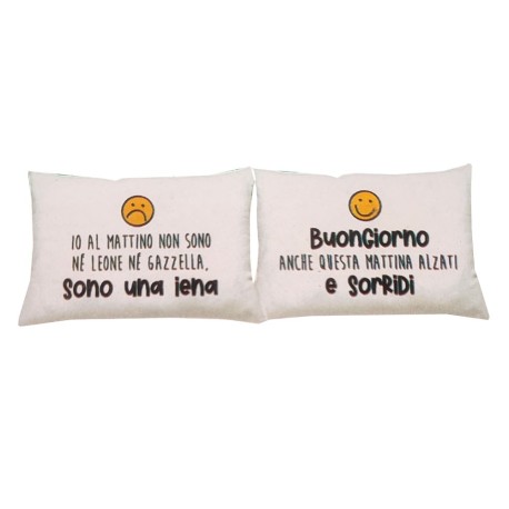 COPPIA FEDERE CUSCINO COTONE FACCINE MIAMI GIT