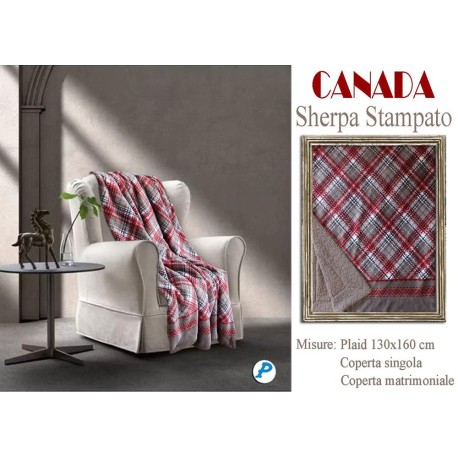 PLAID PILE STAMPATO AGNELLATO CANADA PEZZOLI