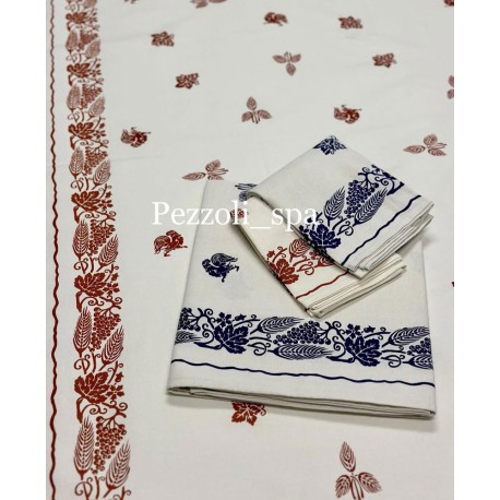 2 PEZZI BLU E RUGGINE TOVAGLIA COTONE LA ROMAGNOLA HOME SWEET HOME