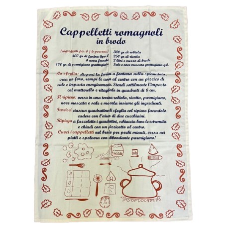 STROFINACCI 3 PEZZI 60X90CM COTONE CUCINA ROMAGNOLA CAPPELLETTI IN BRODO HOME SWEET HOME