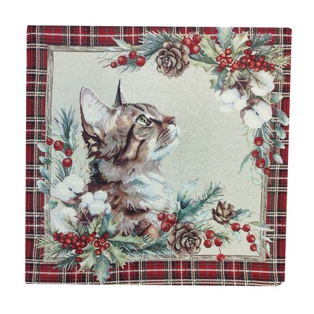 FEDERA CUSCINO ARREDO 45X45CM GOBELIN GATTO PEZZOLI