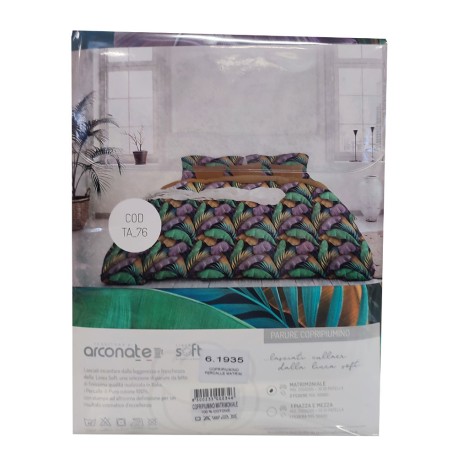 PARURE COPRIPIUMINO MATRIMONIALE DIGITALE PERCALLE TA76 TESSITURA DI ARCONATE