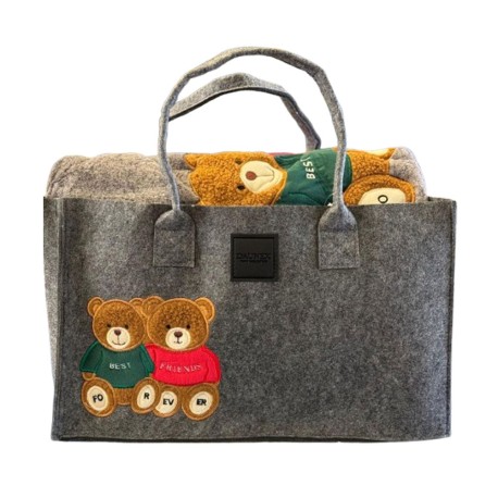 PLAID PILE 130X160CM RICAMATO CON BORSA IN FELTRO ORSETTI DUANEX