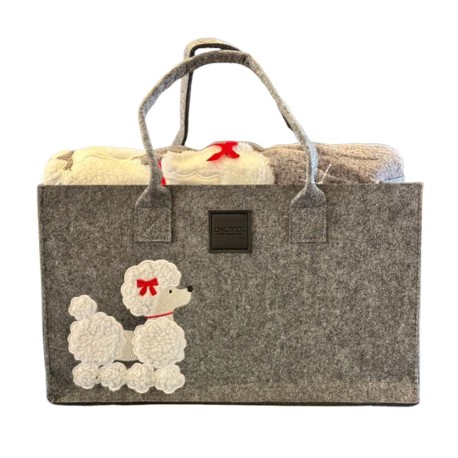 PLAID PILE 130X160CM RICAMATO CON BORSA IN FELTRO BARBONCINO DAUNEX