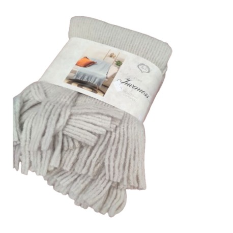 PLAID PILE TINTA UNITA EFFETTO MOHAIR FRANGE INVERNESS SOPHIE BEIGE