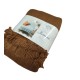 PLAID PILE TINTA UNITA EFFETTO MOHAIR FRANGE INVERNESS SOPHIE TABACCO