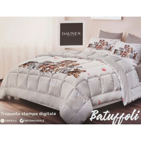 TRAPUNTA INVERNALE MICROFIBRA MATRIMONIALE DIGITALE CANI BATUFFOLI DAUNEX