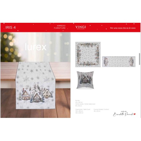 SET TOVAGLIA CENTRO RUNNER FODERA CUSCINO COTONE DIGITALE LUREX IRIS 4 VINGI