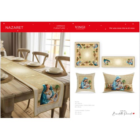 SET CENTRO RUNNER FODERA CUSCINO GOBELIN NATALE NAZARET VINGI