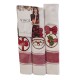 3 PEZZI STROFINACCI COTONE SPIGATO RICAMATO NATALE AGRIFOGLIO VINGI