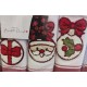 3 PEZZI STROFINACCI COTONE SPIGATO RICAMATO NATALE AGRIFOGLIO VINGI