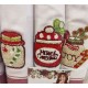 3 PEZZI STROFINACCI COTONE SPIGATO RICAMATO NATALE MERRY CHRISTMAS VINGI