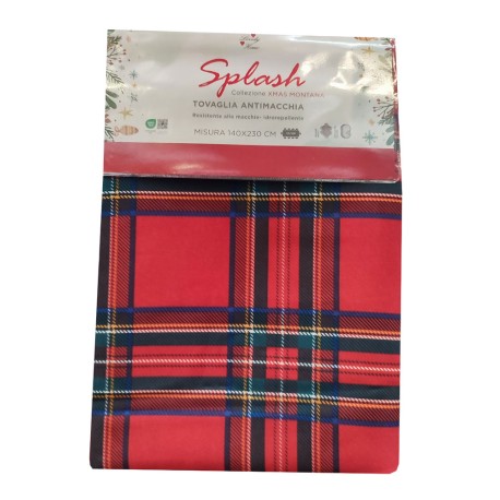 TOVAGLIA ANTIMACCHIA SPLASH NATALE TARTAN ROSSO LOVELY HOME