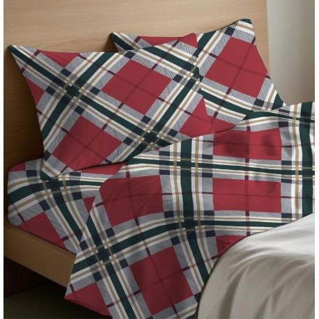 COMPLETO LENZUOLA COTONE TARTAN QUADRIFOGLIO