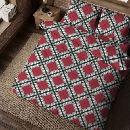 COPRIPIUMINO COTONE TARTAN QUADRIFOGLIO