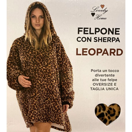 FELPONE DONNA PILE CON SHERPA LEOPARD LOVELY HOME