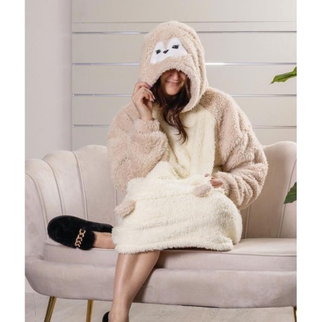 FELPONE DONNA PILE CON SHERPA PENGUIN LOVELY HOME