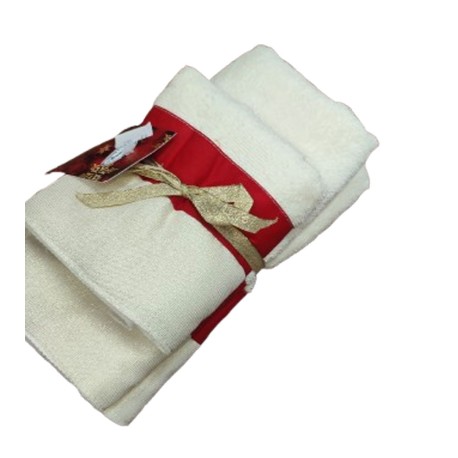 COPPIA SPUGNA ASCIUGAMANO + OSPITE LUREX NATALE FASCIA MELANGIO