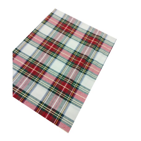 TOVAGLIA MISTO COTONE MIROS NATALE TARTAN LUREX PEZZOLI BIANCO