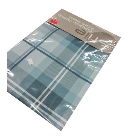 COMPLETO LENZUOLA FLANELLA TERNI STILE IMBERTI AZZURRO