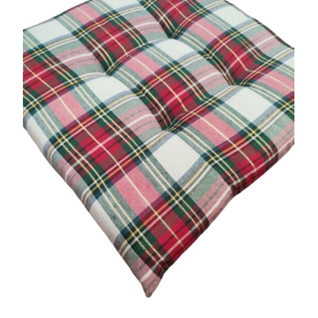 CONFEZIONE 4 PEZZI CUSCINI SEDIE LACCI COTONE TARTAN LUREX PEZZOLI