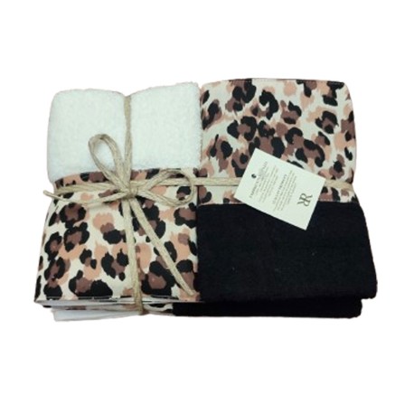 DOPPIA COPPIA SPUGNA ASCIUGAMANO + OSPITE BALZA TESSUTO MACULATO RR