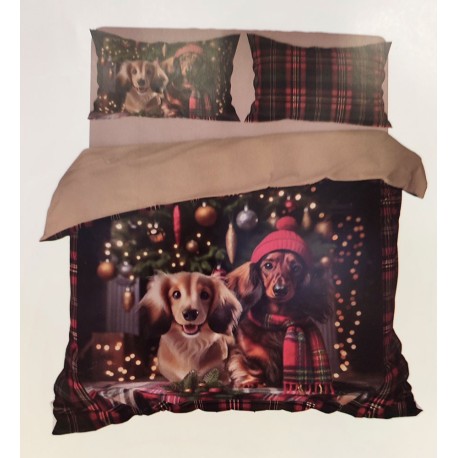 COPRIPIUMINO MATRIMONIALE COTONE DIGITALE SANDY CANI SCOZZESE NOVIA