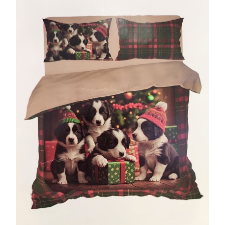 COPRIPIUMINO MATRIMONIALE COTONE DIGITALE NATALE SANDY BORDER NOVIA