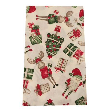 STROFINACCI CONF. 6 PEZZI COTONE NATALE RENNA BABBO PEZZOLI