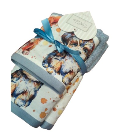 COPPIA SPUGNA ASCIUGAMANO + OSPITE DIGITALE CANI DOG HELEN