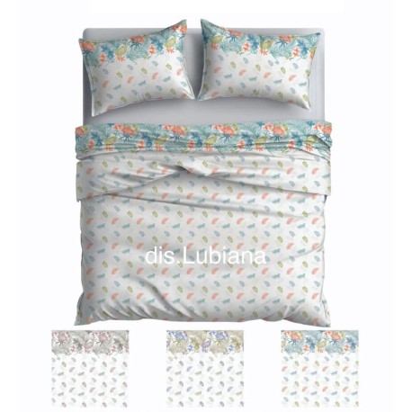 ASSORTITO 4 PEZZI COMPLETO LENZUOLA COTONE MATRIMONIALE DELICATO LUBIANA HOME SWEET HOME