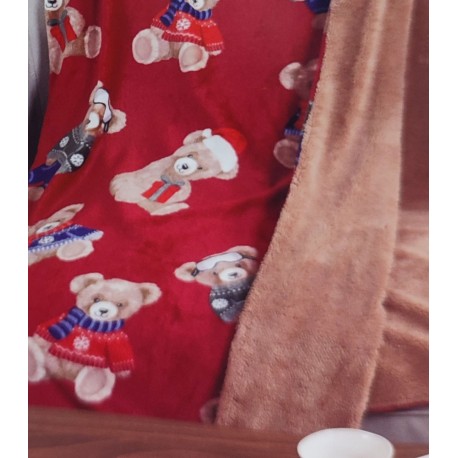 PLAID PILE 130X160CM AGNELLATO STAMPATO TEDDY SNOW LOVELY HOME