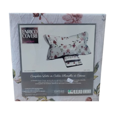COMPLETO LENZUOLA FLANELLA MATRIMONIALE IVANA ROSA ENRICO COVERI