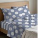 COMPLETO LENZUOLA COTONE POIS QUADRIFOGLIO AZZURRO
