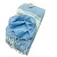TELO MARE DOPPIO STRATO FOUTA E SPUGNA CON FRANGE 90X160CM  FORMENTERA ART DECO