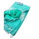 TELO MARE DOPPIO STRATO FOUTA E SPUGNA CON FRANGE 90X160CM  FORMENTERA ART DECO