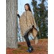 PONCHO DONNA SIMIL LANA CON FRANGE MISS LIFE ANIMALIER NOCCIOLA G.I.T.