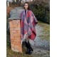 PONCHO DONNA SIMIL LANA CON FRANGE MISS LIFE ROMBO ROSSO G.I.T.
